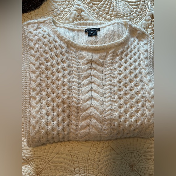 Club Monaco Textured Merino wool/alpaca blend Knit Cream Sweater - Picture 8 of 8